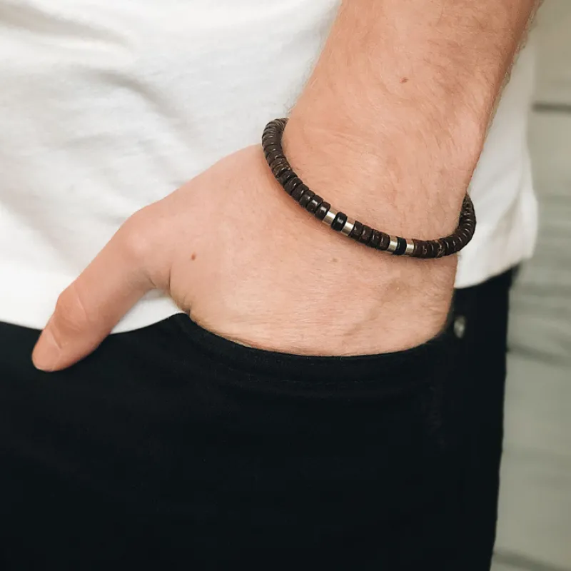 By Billgren , kokosnöt, brun/svart/stål – 8192>Armband Clearance