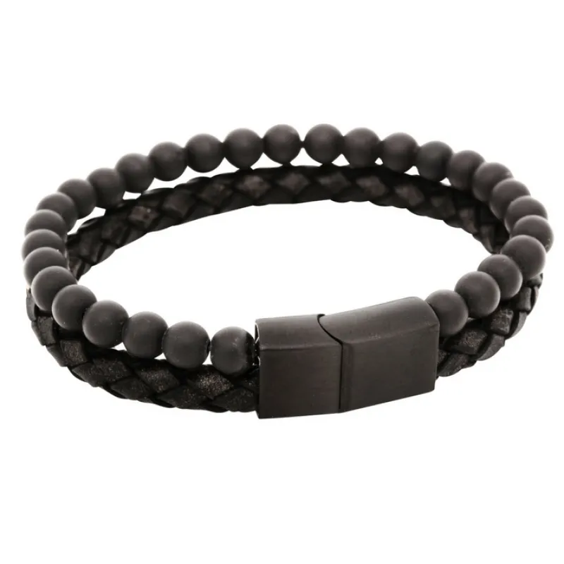 By Billgren , Läder/Onyx, svart – 8147>Armband