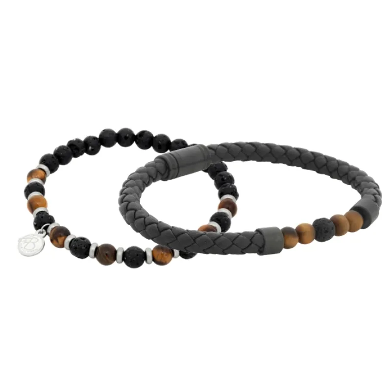 By Billgren sset, läder/beads, svart/brun – 8188-8160>Armband Sale