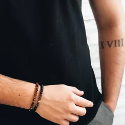 By Billgren Beads, tigeröga, lavasten, stål – 8227>Armband Outlet