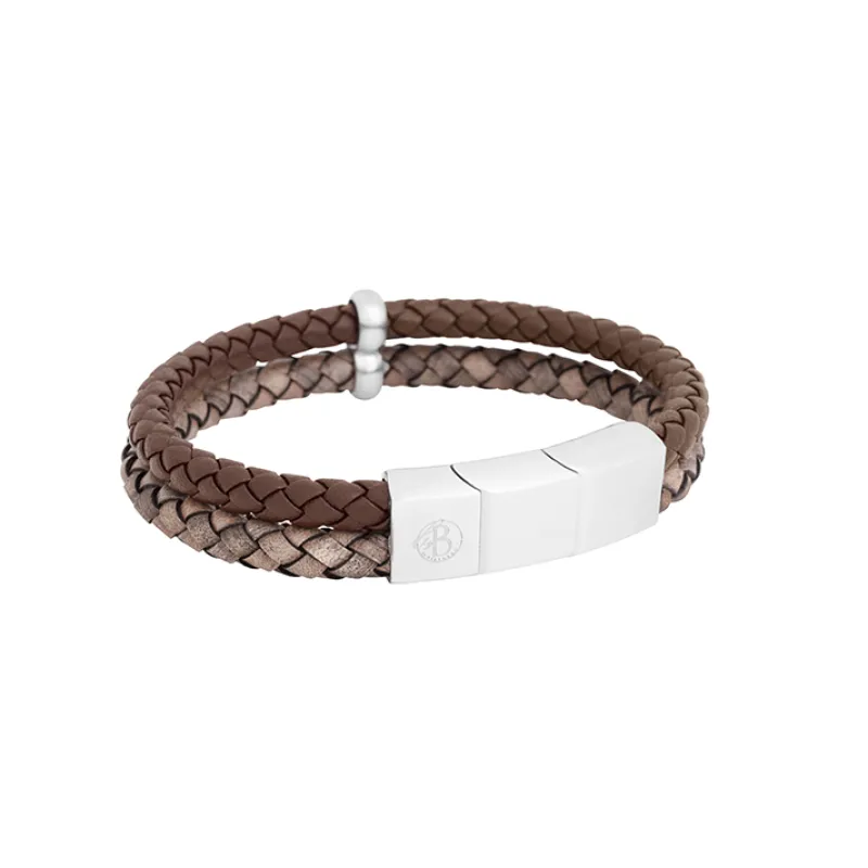 By Billgren Läder, dubbel, brun/grå – 8216>Armband Best