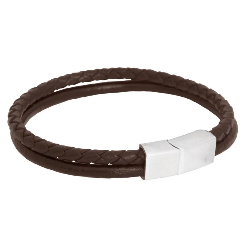 By Billgren Läder, dubbel, brun/grå – 8216>Armband Best