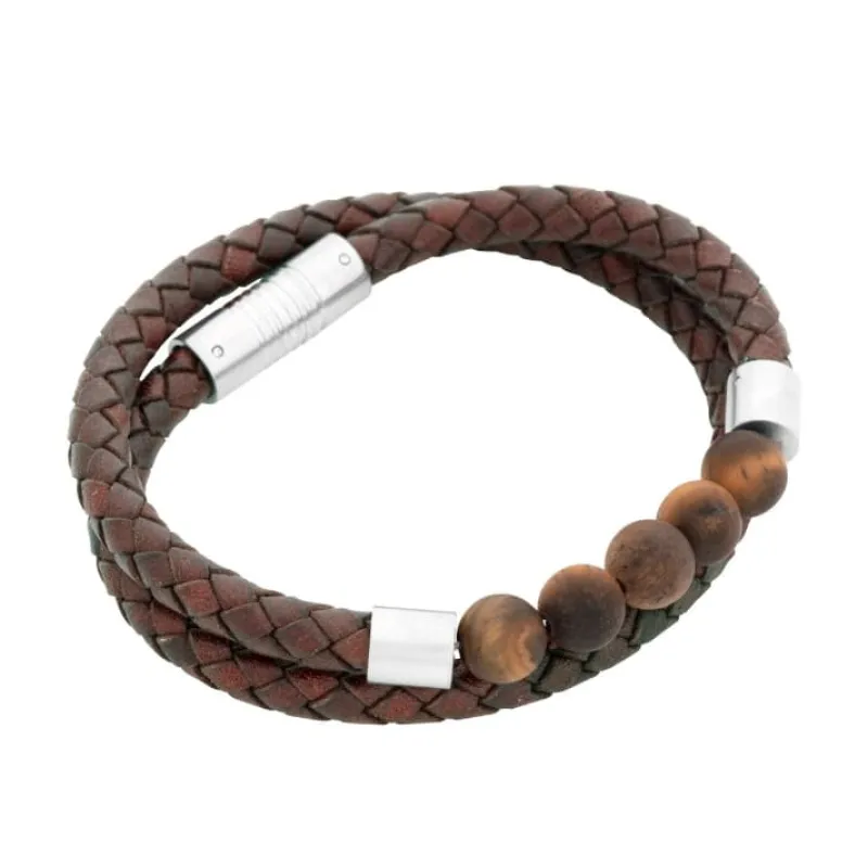 By Billgren Läder dubbel/beads, brun/hazel – 8194>Armband Discount