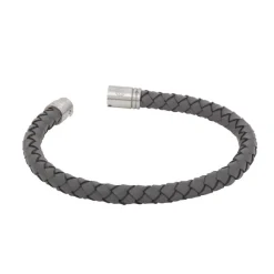 By Billgren Läder, Flätat med lås i stål, grått – 8129>Armband Discount