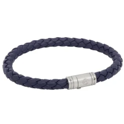 By Billgren Läder, Flätat med lås i stål, Blått – 8127>Armband