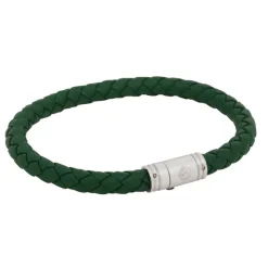 By Billgren Läder, Flätat med lås i stål, grönt – 8128>Armband Clearance