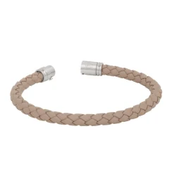 By Billgren Läder, Flätat med lås i stål, natur – 8130>Armband Online