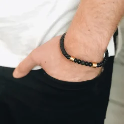By Billgren Läder/beads, Svart/Guld – 8186>Armband New