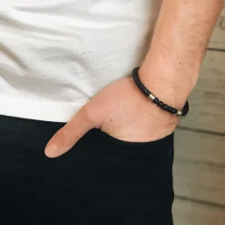 By Billgren Läder/Beads, Svart/Stål/Brun – 8188>Armband Outlet