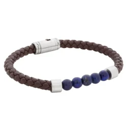 By Billgren Läder/Beads, Brun/Blå – 8189>Armband Best