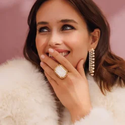 Alexa Ring / Electric White Combo (Rhodium)>Caroline Svedbom Outlet