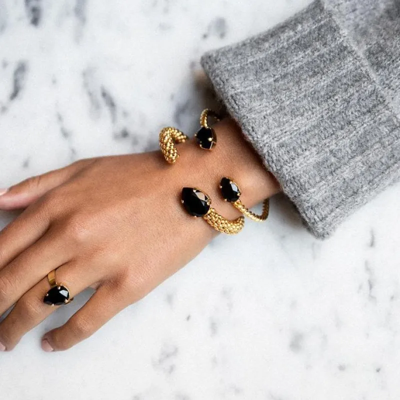 Mini Drop Guld / Jet>Caroline Svedbom Armband Discount