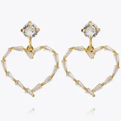 Baguette Heart Örhängen/ Crystal (Guld)>Caroline Svedbom Hot