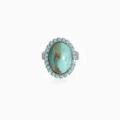 Boho Turqouise Ring / Turquoise Matt (Rhodium)>Caroline Svedbom Clearance
