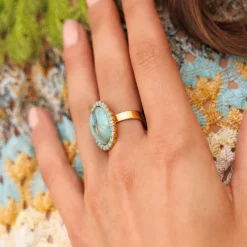 Boho Turqouise Ring / Turquoise Matt (Rhodium)>Caroline Svedbom Clearance