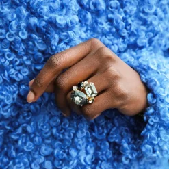 Carolina Ring / Black Diamond Combo (Rhodium)><noscript><img width=