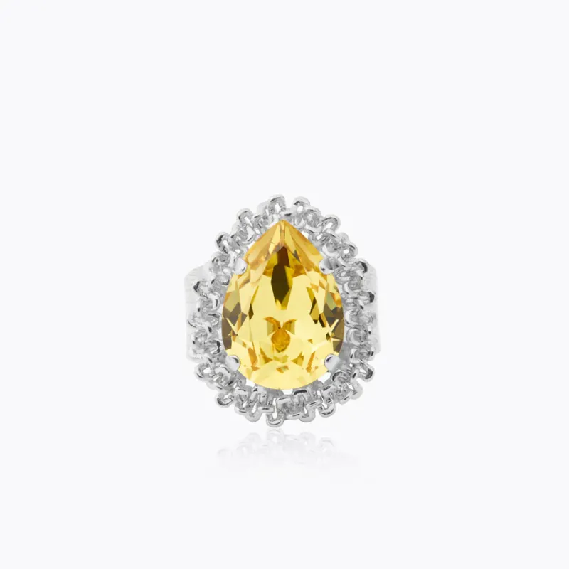 Classic Gemma Ring, ReCreated™ Dark Jonquil – Rhodium>Caroline Svedbom Sale