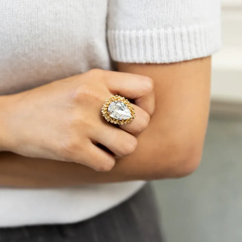 Classic Gemma Ring Crystal – Guld>Caroline Svedbom Best
