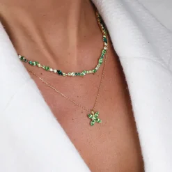 Crystal Star Halsband / Peridot (Rhodium)><noscript><img width=