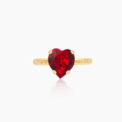 Caroline Svedbom Heart Ring / Light Siam – Guld>Caroline Svedbom Ringar Outlet