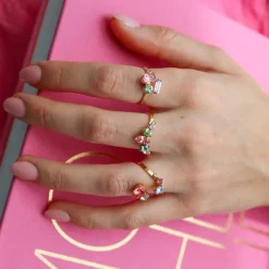 Isa Ring / Pastel Combo (Rhodium)>Caroline Svedbom Online