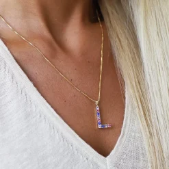 Caroline Svedbom Letter Halsband L / Rainbow Combo (Rhodium)>Caroline Svedbom Halsband Hot