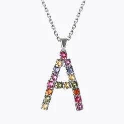 Letter Halsband A / Rainbow Combo (Rhodium)>Caroline Svedbom Hot