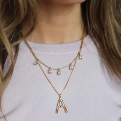 Letter Halsband A / Rainbow Combo (Rhodium)>Caroline Svedbom Hot