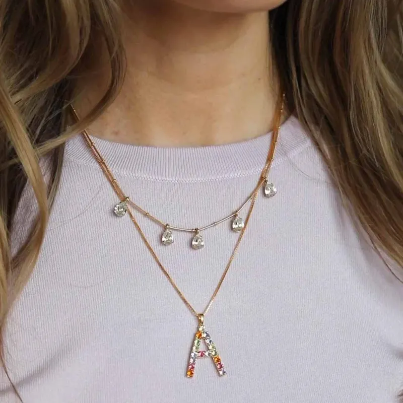 Letter Halsband A / Rainbow Combo (Rhodium)>Caroline Svedbom Hot