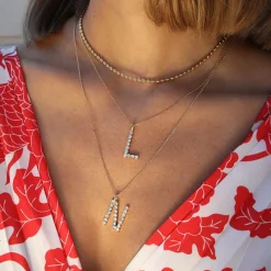 Letter N Halsband / Crystal (Guld)><noscript><img width=