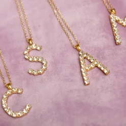 Letter S Halsband / Crystal (Guld)><noscript><img width=