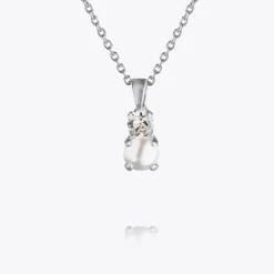 Love Pearl Halsband / Pearl + Crystal (Rhodium)>Caroline Svedbom Discount