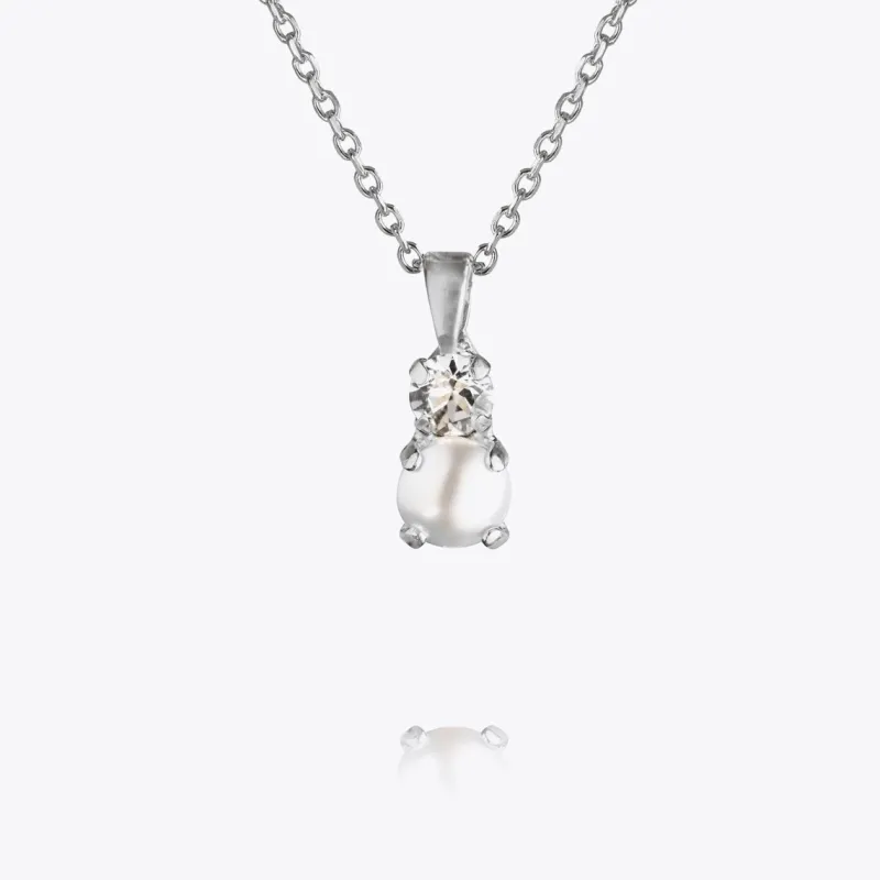 Love Pearl Halsband / Pearl + Crystal (Rhodium)>Caroline Svedbom Discount