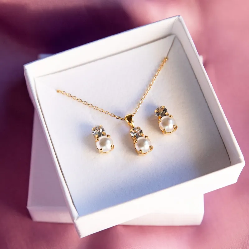 Love Pearl Halsband / Pearl + Crystal (Guld)>Caroline Svedbom Outlet