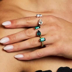Caroline Svedbom Lucy Ring / Emerald + Peridot – Rhodium>Caroline Svedbom Ringar Clearance