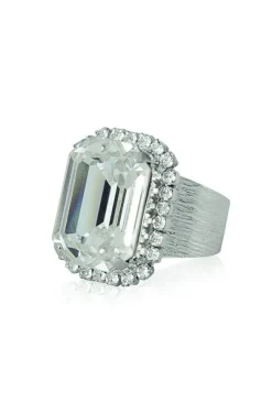 Caroline Svedbom Lydia Cocktail Ring Crystal – Rhodium>Caroline Svedbom Ringar Clearance