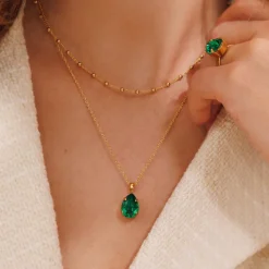 Mini Drop Ring / Majestic Green (Guld)>Caroline Svedbom Clearance