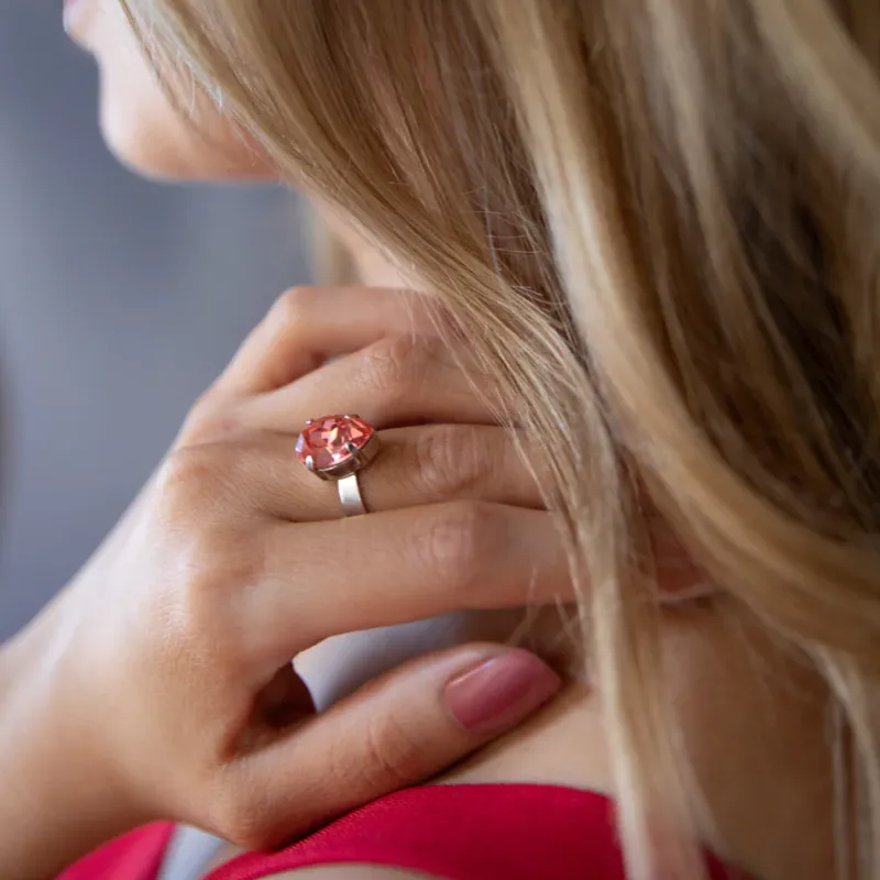 Mini Drop Ring / Rose Peach (Rhodium)>Caroline Svedbom Outlet
