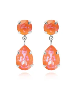 Mini Drop Örhängen/ Orange Glow Delite (Rhodium)>Caroline Svedbom Sale