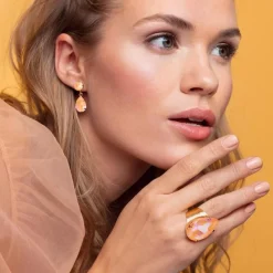 Mini Drop Örhängen / Peach Delite Rhodium>Caroline Svedbom Clearance