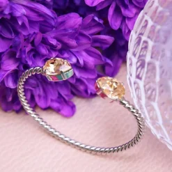 Mini Drop Ring Rhodium / Light Peach>Caroline Svedbom Best