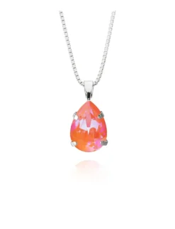 Mini Drop Halsband / Orange Glow Delite (Rhodium)>Caroline Svedbom Sale