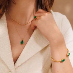 Mini Drop Halsband / Majestic Green (Guld)><noscript><img width=