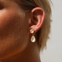 Mini Drop Örhängen/ Linen Ignite (Rhodium)>Caroline Svedbom Online