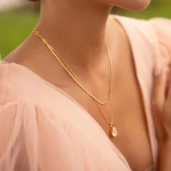 Mini Drop Halsband/ Ivory Cream Delite (Rhodium)>Caroline Svedbom Discount