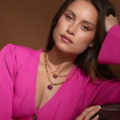 Mini Lydia Halsband, Dark Rose – Guld>Caroline Svedbom Online
