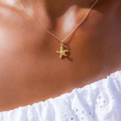 Mini Sea Star Halsband / Crystal (Guld)><noscript><img width=
