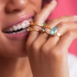 Natti Ring / Light Peach (Rhodium)><noscript><img width=