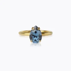 Petite Drop Ring, Denim Blue – Guld>Caroline Svedbom Clearance