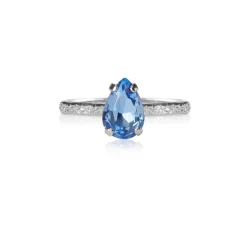 Petite Drop Ring / Lapis (Rhodium)>Caroline Svedbom